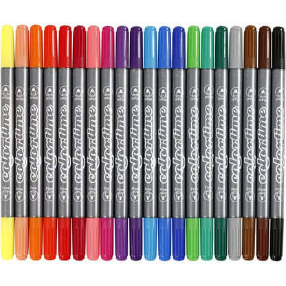 20 Double Marker Water Based Standard Colours 2 Sized Tips Line Width 2.3+3.6 mm