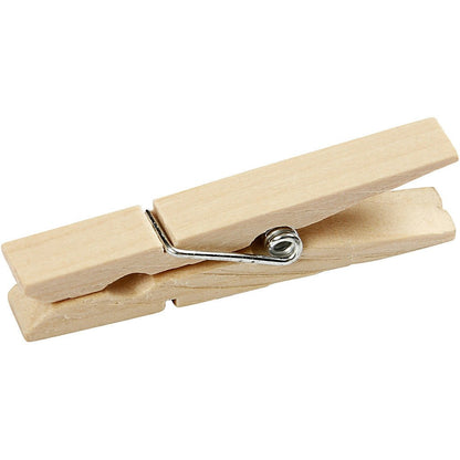 20 x Birch Wood Clothes Pegs With Metal Spiral Decoration Crafts L: 48mm W: 6mm - Home - Crafts