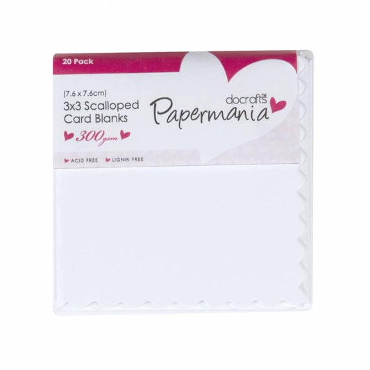 20 x Papermania Blank Scalloped Cards Envelopes Pack Square White 7.6cmx7.6cm - Home - Crafts