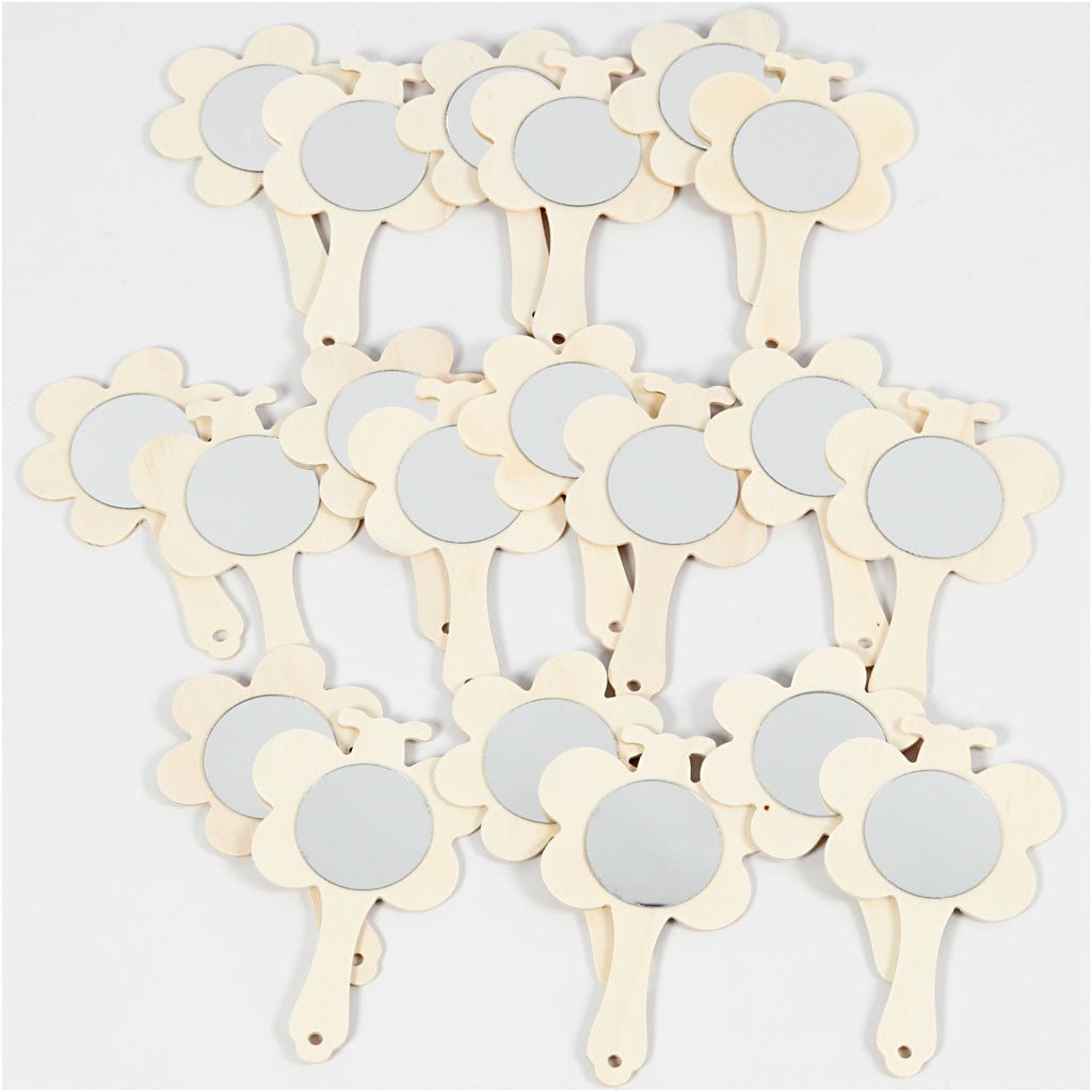 20 x Plywood Hand Frames With Mirrors Home Decoration Crafts W: 9 cm - Butterflies Flowers - Home - Crafts
