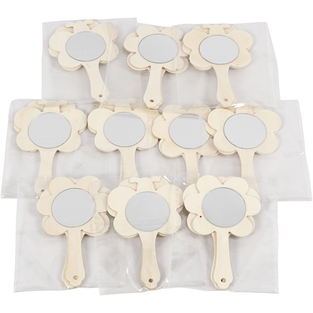 20 x Plywood Hand Frames With Mirrors Home Decoration Crafts W: 9 cm - Butterflies Flowers - Home - Crafts
