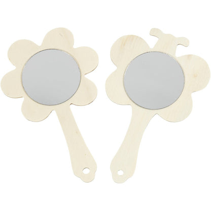 20 x Plywood Hand Frames With Mirrors Home Decoration Crafts W: 9 cm - Butterflies Flowers - Home - Crafts