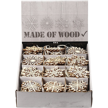 200 x Light Wood Ornaments With Suspension Cord Hanging Decoration Crafts 7 cm - Home - Crafts