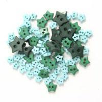Trimits Mini Craft Stars Buttons - Green Shades - Hobby & Crafts