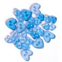 Trimits Mini Craft Transparent Heart Buttons - Blue Shades - Hobby & Crafts