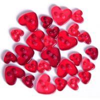 Trimits Mini Craft Transparent Heart Buttons - Red Shades - Hobby & Crafts