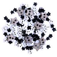 Trimits Mini Craft Stars Buttons - Black Shades - Hobby & Crafts