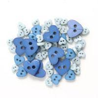 Trimits Mini Craft Heart Buttons - Blue Shades - Hobby & Crafts