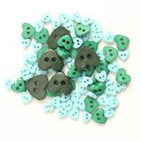 Trimits Mini Craft Hearts Buttons -Green Shades - Hobby & Crafts