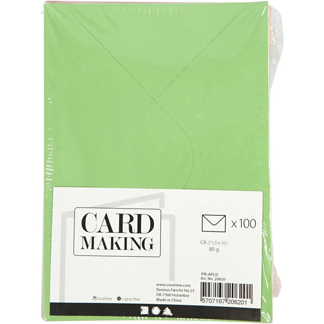 100 x C6 Colourful Envelopes Strong Multi Coloured 11.5 x 16 cm, 80 g
