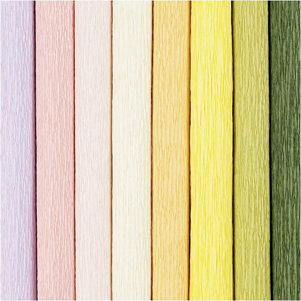 Crepe Paper 25x60cm Crêpe 180% 105g Pastel Colours 8 Sheets Stretchable Decor