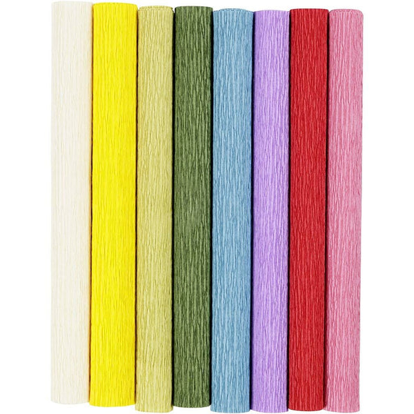 Crepe Paper 25x60cm Crêpe 180% 105g Standard Colours 8 Sheets Stretchable Decor