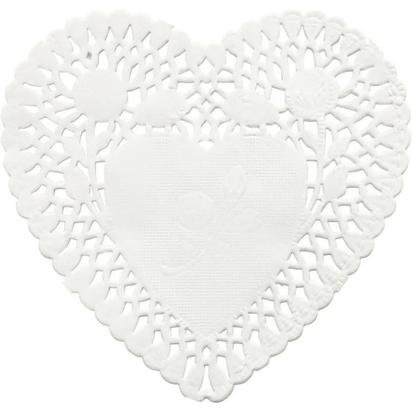 30 x Heart Shaped White Doilies Lace Design 10 cm Table Decoration Paper Crafts