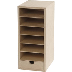 A6 Paper Card Storage Filing Cabinet MDF Wood Wooden Strong 6 Shelves 1 Drawer - Hobby & Crafts