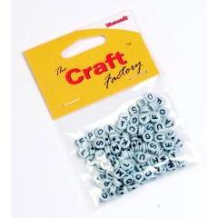 Craft Factory Alphabet Black & White Plastic Beads - 20 grams - Hobby & Crafts