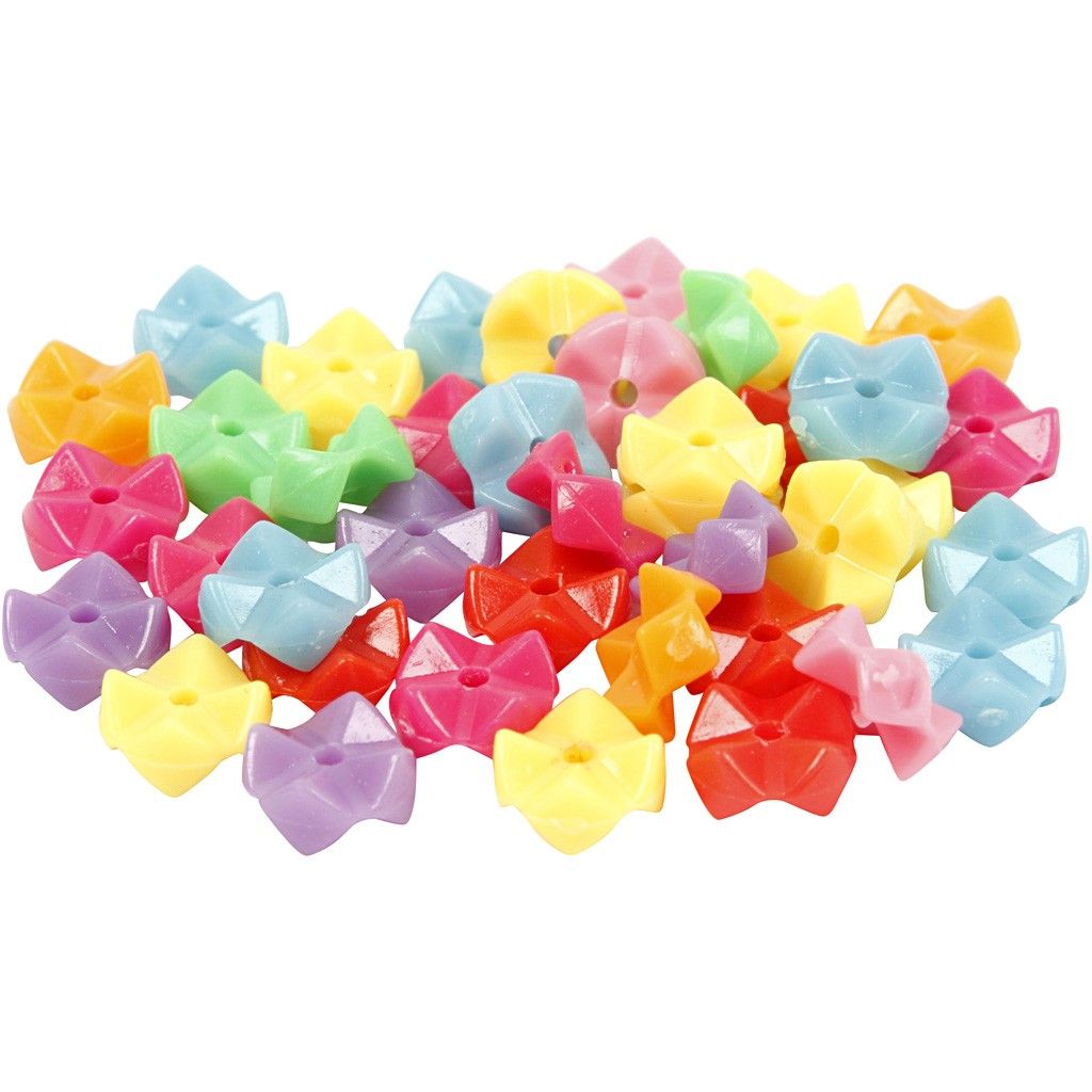 2200 x Assorted Colour Plastic Shaped Beads Jewellery Making 9.5mm - Home - Crafts