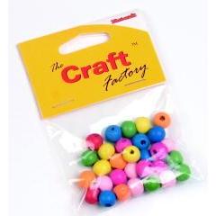 Craft factory Coloured Wooden Beads 10mm -15grams - Hobby & Crafts