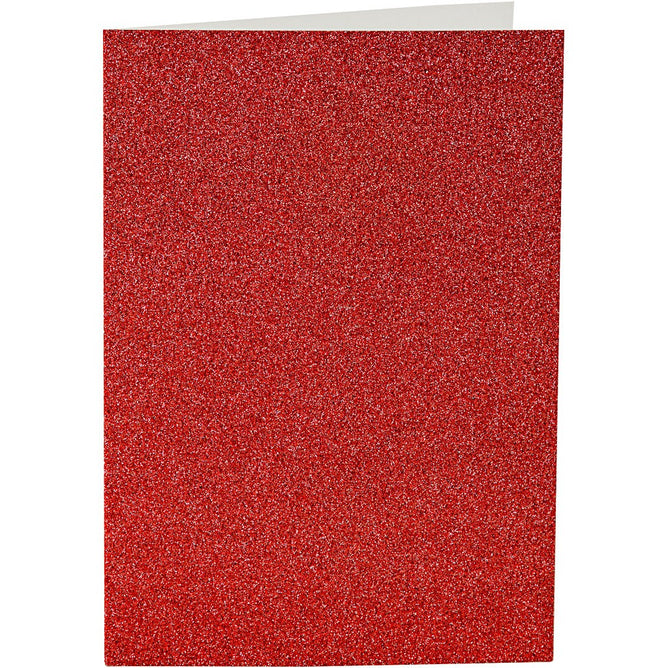 4 x Red Colour Glitter Cards Paper Envelopes For Greetings Decoration - Hobby & Crafts