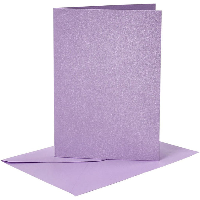 4 x Assorted Colour Mother Of Pearl Finish Blank Cards With Envelopes Craft Making - Hobby & Crafts