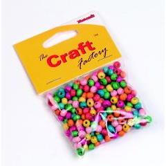 Craft factory Coloured Wooden Beads 6mm -15grams - Hobby & Crafts