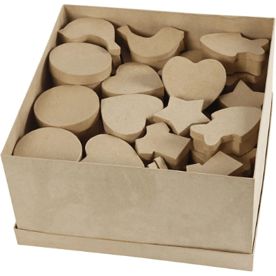 24 Assorted Boxes Natural Paper Mache Card Boxes | Gift Storage Decorate Personalize - Home-Crafts