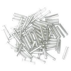 Silver long bugle glass beads - Hobby & Crafts