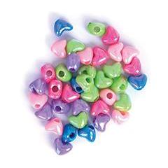 Craft Factory Hearts Assorted Plastic Pastel Coloured Beads - 20 grams - Hobby & Crafts