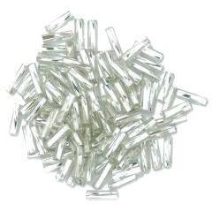 Silver twisted bugle beads - Hobby & Crafts