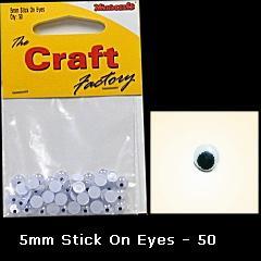 Minicraft Goo Goo Stick On Moving Eyes 5mm - Black - Hobby & Crafts