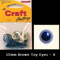 Minicraft  Eyes 12mm Brown - Hobby & Crafts