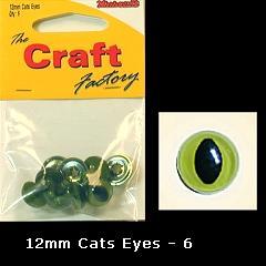 Minicraft Cats Eyes 12mm - Hobby & Crafts