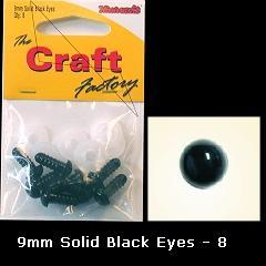 Minicraft Solid Plastic Soft Toy Eyes/Washers 9mm Black - Hobby & Crafts