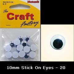 Minicraft Goo Goo Stick On Moving Eyes 10mm - Black - Hobby & Crafts