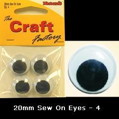 Minicraft Sew On Soft Toy Eyes 20mm Black - Hobby & Crafts