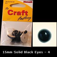Minicraft Solid Plastic Soft Toy Eyes/Washers 15mm Black - Hobby & Crafts