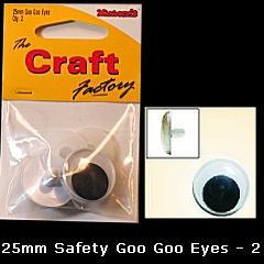 Minicraft Goo Goo Sew On Eyes -25mm - Hobby & Crafts
