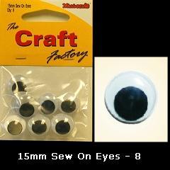 Minicraft Sew On Soft Toy Eyes 15mm Black - Hobby & Crafts