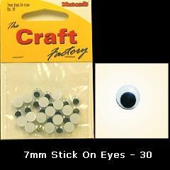 Minicraft Goo Goo Stick On Moving Eyes 7mm - Black - Hobby & Crafts