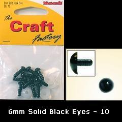 Minicraft Solid Plastic Soft Toy Eyes/Washers 6mm Black - Hobby & Crafts