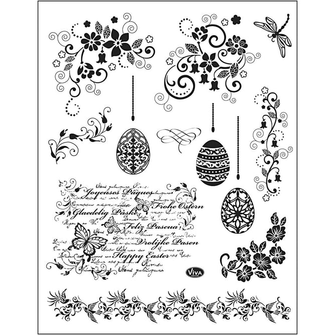 Viva Decor Transparent Silicone Easter Eggs Borders Motives Stamp Sheet To Paint Decorate - Hobby & Crafts