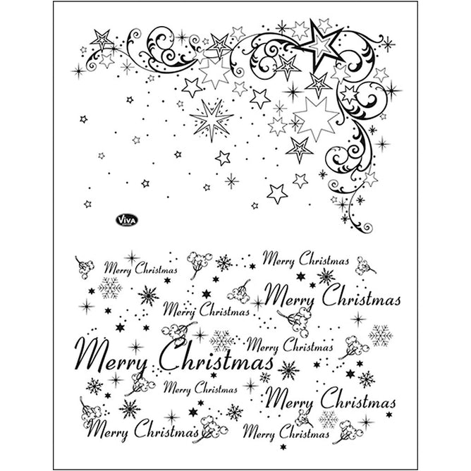 Viva Decor Transparent Silicone Merry Christmas Star Motives Stamp Sheet To Paint Decorate - Hobby & Crafts