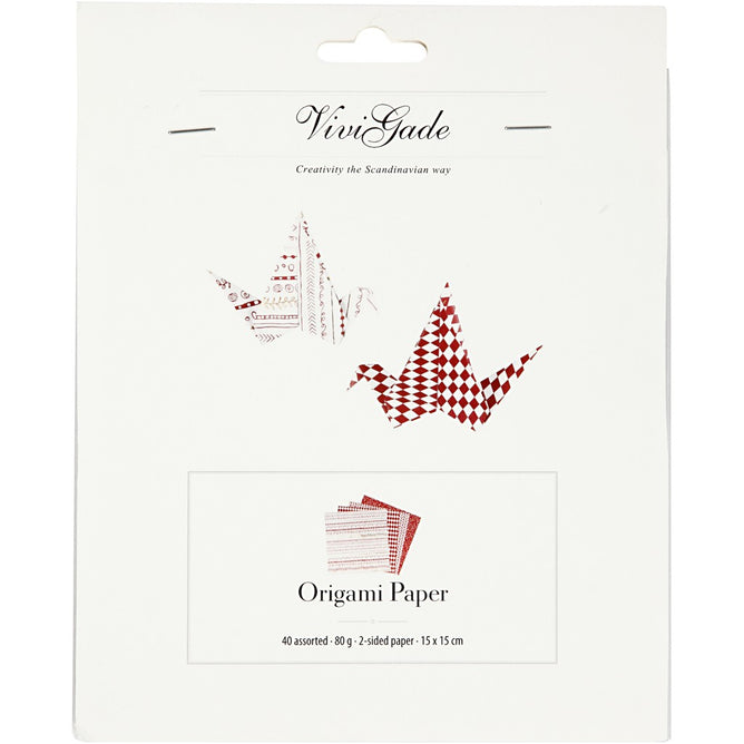 Origami Paper, size 15x15 cm, 80g, red, 40 sheets