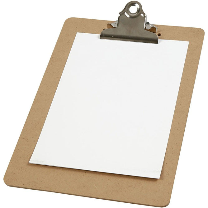 A5 Dark Brown MDF Clipboard With Metal Clip 19cm x 27cm Writing Drawing Accessories