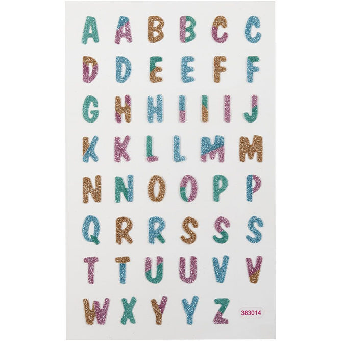 Letters Glitter Stickers Sheet 10x16cm Sparkly Self-Adhesive Punched Greeting Cards Gift Tags
