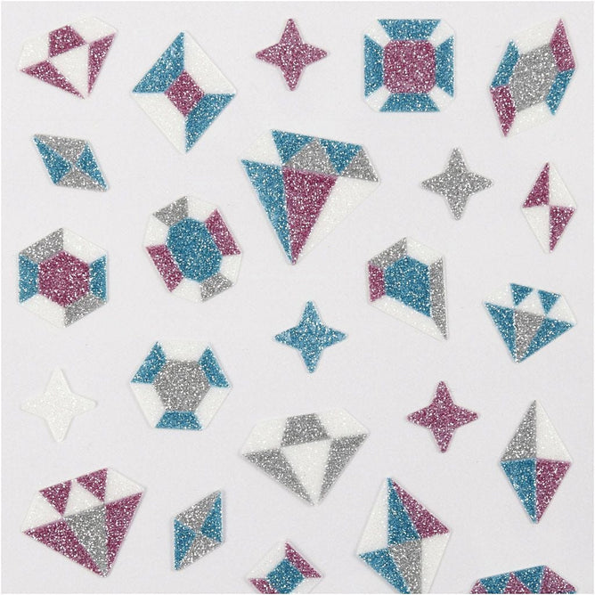 Angular Shapes Glitter Stickers Sheet 10x16cm Sparkly Self-Adhesive Punched Greeting Cards Gift Tags