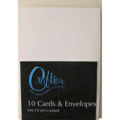 Crafttime C6 10 Pre-Creased Cards And Envelopes - Cream - Hobby & Crafts