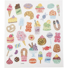 Desserts Sweets Stickers Motifs Plastic Film Silver Foil Glitter Lacquer 15x16.5cm Sheet