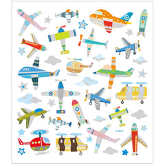 Stickers, sheet 15x16.5cm, 42 pc, air planes and helicopters, 1 sheet