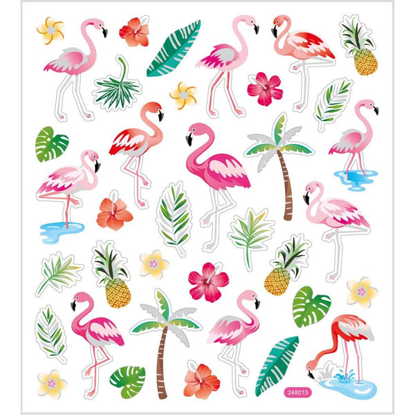 Stickers, sheet 15x16.5cm, approx. 37 pc, flamingo, 1 sheet