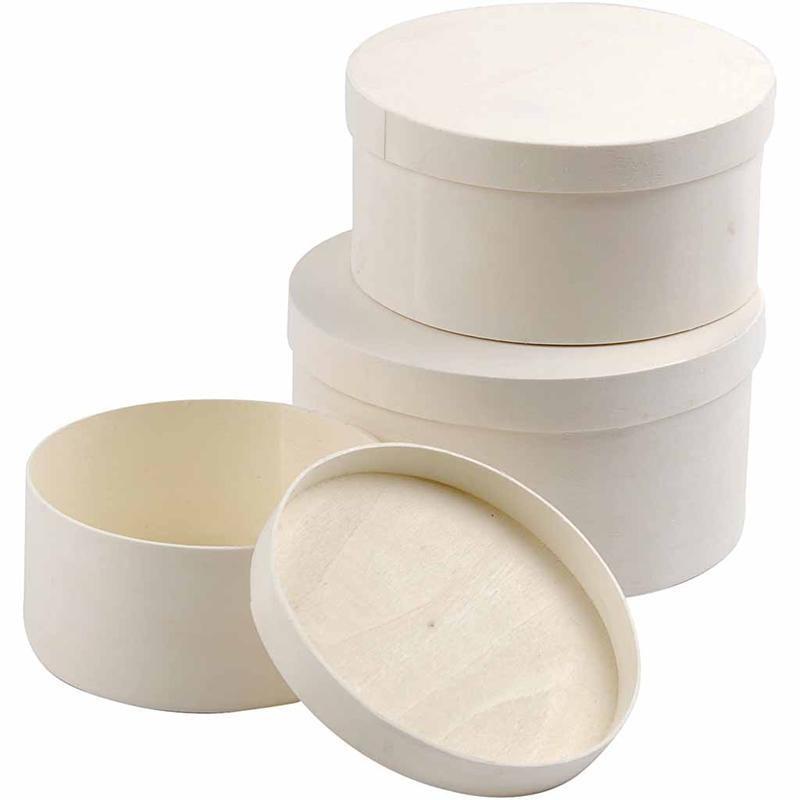 3 Poplar Tree Round Wood Chip Boxes Storage Decoration Craft - Home - Crafts